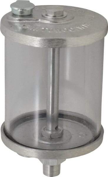 LDI Industries - 1 Outlet, Polymer Bowl, 0.47 L No Flow Control Oil Reservoir - 3/8 NPTF Outlet, 3-1/2" Diam x 6-9/16" High, 60°C Max - USA Tool & Supply