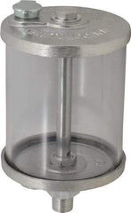LDI Industries - 1 Outlet, Polymer Bowl, 0.47 L No Flow Control Oil Reservoir - 3/8 NPTF Outlet, 3-1/2" Diam x 6-9/16" High, 60°C Max - USA Tool & Supply