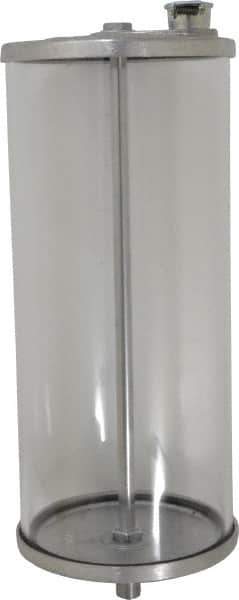 LDI Industries - 1 Outlet, Polymer Bowl, 3.79 L No Flow Control Oil Reservoir - 3/8 NPTF Outlet, 5-1/2" Diam x 14-15/16" High, 60°C Max - USA Tool & Supply