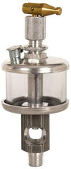 LDI Industries - 1 Outlet, Glass Bowl, 44.4 mL Manual-Adjustable Oil Reservoir - 1/4 NPTF Outlet, 1-3/4" Diam x 5.38" High, 121.11°C Max - USA Tool & Supply