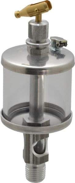 LDI Industries - 1 Outlet, Polymer Bowl, 44.4 mL Manual-Adjustable Oil Reservoir - 1/4 NPTF Outlet, 1-3/4" Diam x 5-3/8" High, 71.11°C Max - USA Tool & Supply