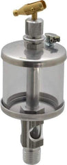 LDI Industries - 1 Outlet, Polymer Bowl, 44.4 mL Manual-Adjustable Oil Reservoir - 1/4 NPTF Outlet, 1-3/4" Diam x 5-3/8" High, 71.11°C Max - USA Tool & Supply