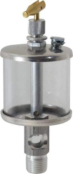 LDI Industries - 1 Outlet, Polymer Bowl, 73.9 mL Manual-Adjustable Oil Reservoir - 3/8 NPTF Outlet, 2" Diam x 5-3/4" High, 71.11°C Max - USA Tool & Supply