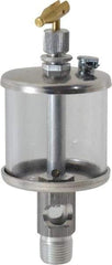 LDI Industries - 1 Outlet, Polymer Bowl, 73.9 mL Manual-Adjustable Oil Reservoir - 3/8 NPTF Outlet, 2" Diam x 5-3/4" High, 71.11°C Max - USA Tool & Supply