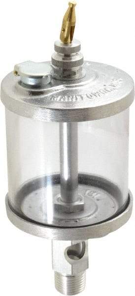 LDI Industries - 1 Outlet, Polymer Bowl, 266.2 mL Manual-Adjustable Oil Reservoir - 1/2 NPTF Outlet, 3" Diam x 7-13/16" High, 71.11°C Max - USA Tool & Supply