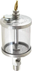 LDI Industries - 1 Outlet, Polymer Bowl, 266.2 mL Manual-Adjustable Oil Reservoir - 1/2 NPTF Outlet, 3" Diam x 7-13/16" High, 71.11°C Max - USA Tool & Supply