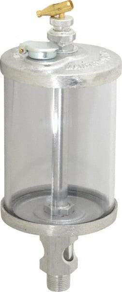 LDI Industries - 1 Outlet, Polymer Bowl, 354.9 mL Manual-Adjustable Oil Reservoir - 3/8 NPTF Outlet, 3" Diam x 8-15/16" High, 71.11°C Max - USA Tool & Supply