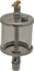 LDI Industries - 1 Outlet, Glass Bowl, 147.9 mL Manual-Adjustable Oil Reservoir - 3/8 NPTF Outlet, 2-1/2" Diam x 6.38" High, 121.11°C Max - USA Tool & Supply