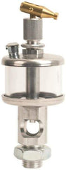 LDI Industries - 1 Outlet, Polymer Bowl, 29.6 mL Manual-Adjustable Oil Reservoir - 9/16-18 UNF Outlet, 1-1/2" Diam x 5-19/64" High, 71.11°C Max - USA Tool & Supply