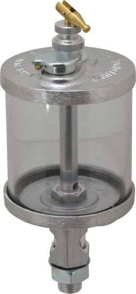 LDI Industries - 1 Outlet, Polymer Bowl, 266.2 mL Manual-Adjustable Oil Reservoir - 5/8-18 UNF Outlet, 3" Diam x 7" High, 71.11°C Max - USA Tool & Supply