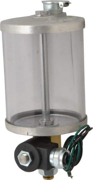 LDI Industries - Acrylic Bowl, 0.95 L Electric-Adjustable Oil Reservoir - 5/6-18 Straight Outlet, 4-1/4" Diam x 8-7/16" High - USA Tool & Supply
