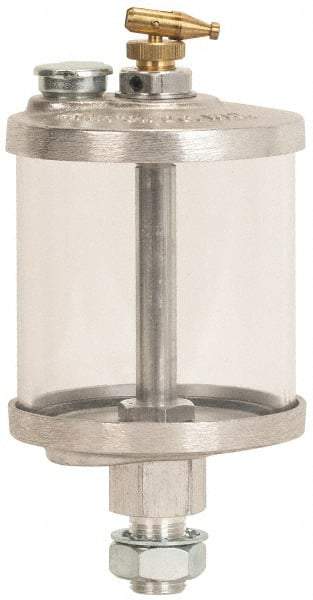 LDI Industries - Acrylic Bowl, Manual-Adjustable Oil Reservoir - 5/6-18 Straight Outlet, 3-1/2" Diam x 7" High - USA Tool & Supply