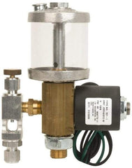 LDI Industries - 1 Outlet, Acrylic Bowl, 7.57 L Electric-Adjustable Oil Reservoir - 5-1/2" Diam x 29-21/64" High, 71.11°C Max - USA Tool & Supply