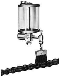 LDI Industries - 1 Outlet, Polymer Bowl, 147.9 mL Electric-Adjustable Oil Reservoir - 2-1/2" Diam x 5-3/16" High, 121.1 (Nylon Brush), 60°C (Polymer) Max - USA Tool & Supply