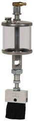 LDI Industries - 1 Outlet, Polymer Bowl, 73.9 mL Manual-Adjustable Oil Reservoir - 1/2-20 UNF Outlet, 2" Diam x 5-3/16" High, 121.1 (Nylon Brush), 60°C (Polymer) Max - USA Tool & Supply