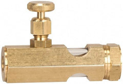 LDI Industries - 1/2 Outlet Thread, 1/2 Inlet Thread, Brass, Straight Valve, Oil Reservoir Needle Valve - 1 Outlet, FNPTF Inlet Thread, FNPTF Outlet Thread - USA Tool & Supply