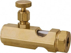 LDI Industries - 1/8 Outlet Thread, 1/8 Inlet Thread, Brass, Straight Valve, Oil Reservoir Needle Valve - 1 Outlet, FNPTF Inlet Thread, FNPTF Outlet Thread - USA Tool & Supply