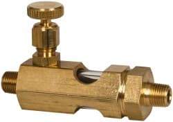 LDI Industries - 1/8 Outlet Thread, 1/8 Inlet Thread, Brass, Straight Valve, Oil Reservoir Needle Valve - 1 Outlet, MNPTF Inlet Thread, MNPTF Outlet Thread - USA Tool & Supply