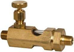 LDI Industries - 1/8 Outlet Thread, 1/8 Inlet Thread, Brass, Straight Valve, Oil Reservoir Needle Valve - 1 Outlet, MNPTF Inlet Thread, MNPTF Outlet Thread - USA Tool & Supply