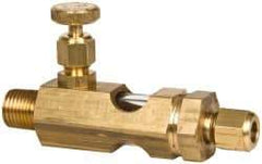 LDI Industries - 1/4 Outlet Thread, 1/4 Inlet Thread, Brass, Straight Valve, Oil Reservoir Needle Valve - 1 Outlet, MNPTF Inlet Thread, MNPTF Outlet Thread - USA Tool & Supply