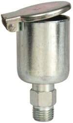 Gits - 5/8 Ounce Capacity, 1/4-18 Thread, Steel, Zinc Plated, Straight with Hex Body, Oil Cup - 2-15/32" High, 3/8" Thread Length, Wick Feed - USA Tool & Supply