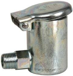 Gits - 3/16 Ounce Capacity, 1/8-27 Thread, Steel, Zinc Plated, Elbow with Hex Body, Oil Cup - 1-7/16" High, 3/8" Thread Length, Wick Feed - USA Tool & Supply