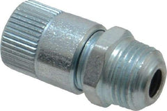 Alemite - Straight Head Angle, 1/8 PTF Carbon Steel Standard Grease Fitting - 7/16" Hex, 31/32" Overall Height, 1/4" Shank Length, 10,000 Operating psi, Zinc Plated Finish - USA Tool & Supply