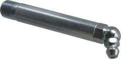 Alemite - 65° Head Angle, 1/8 PTF Carbon Steel Standard Grease Fitting - 3/8" Hex, 2-3/4" Overall Height, 2-1/4" Shank Length, 10,000 Operating psi, Zinc Plated Finish - USA Tool & Supply