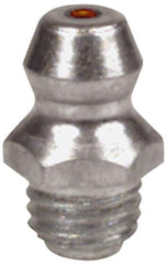 Alemite - Straight Head Angle, 1/4-28 NPT Steel Standard Grease Fitting - 5/16" Hex, 31/32" Overall Height, 5/8" Shank Length, 10,000 Operating psi - USA Tool & Supply