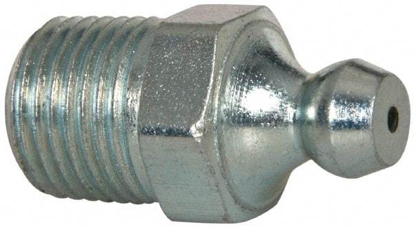 Alemite - 30° Head Angle, 1/8 NPTF Steel Leakproof Grease Fitting - 7/16" Hex, 1-7/32" Overall Height, 25/64" Shank Length, 5,000 Operating psi, Zinc Plated Finish - USA Tool & Supply