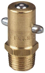 Alemite - Straight Head Angle, 1/8 PTF Brass Pin-Style Grease Fitting - 7/16" Hex, 31/32" Overall Height, 17/64" Shank Length, 3,000 Operating psi, Zinc Plated Finish - USA Tool & Supply