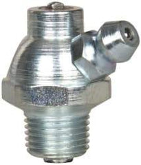 Alemite - 60° Head Angle, 1/8 PTF PVC Shut-Off Grease Fitting - 5/8" Hex, 1" Overall Height, 17/64" Shank Length, Zinc Plated Finish - USA Tool & Supply