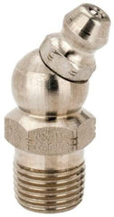 Alemite - 30° Head Angle, 1/8 PTF Stainless Steel Standard Grease Fitting - 7/16" Hex, 1-1/4" Overall Height, 11/32" Shank Length - USA Tool & Supply