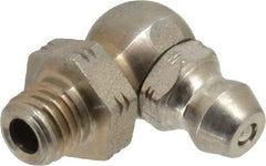 Alemite - 90° Head Angle, 1/4-28 Taper Stainless Steel Standard Grease Fitting - 3/8" Hex, 3/4" Overall Height, 13/64" Shank Length - USA Tool & Supply