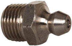 Alemite - 67.5° Head Angle, 1/8 PTF Nickel/Copper Standard Grease Fitting - 7/16" Hex, 61/64" Overall Height, 11/32" Shank Length - USA Tool & Supply