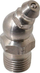 Alemite - 30° Head Angle, 1/8 PTF Nickel/Copper Standard Grease Fitting - 7/16" Hex, 1-1/4" Overall Height, 11/32" Shank Length - USA Tool & Supply