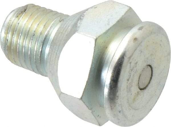 Alemite - Straight Head Angle, 1/4 NPTF Button-Head Grease Fitting - 7/8" Hex, 1-1/4" Overall Height, 1/2" Shank Length, 15,000 Operating psi, Zinc Plated Finish - USA Tool & Supply