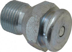 Alemite - Straight Head Angle, 3/8 NPTF Button-Head Grease Fitting - 7/8" Hex, 1-5/16" Overall Height, 9/16" Shank Length, 15,000 Operating psi, Zinc Plated Finish - USA Tool & Supply