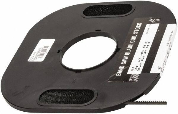M.K. MORSE - 1/4" x 100' x 0.025" Carbon Steel Band Saw Blade Coil Stock - 10 TPI, Toothed Edge, Raker Set, Flexible Back, Constant Pitch, - USA Tool & Supply