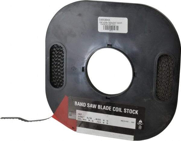M.K. MORSE - 3/8" x 100' x 0.025" Carbon Steel Band Saw Blade Coil Stock - 4 TPI, Toothed Edge, Skip Form, Raker Set, Flexible Back, Constant Pitch, - USA Tool & Supply
