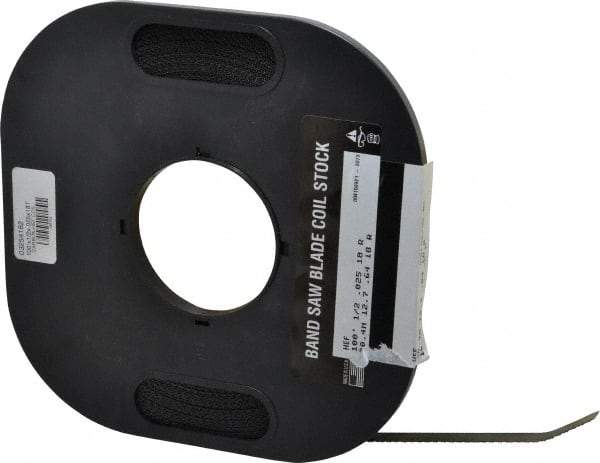 M.K. MORSE - 1/2" x 100' x 0.025" Carbon Steel Band Saw Blade Coil Stock - 18 TPI, Toothed Edge, Raker Set, Flexible Back, Constant Pitch, - USA Tool & Supply