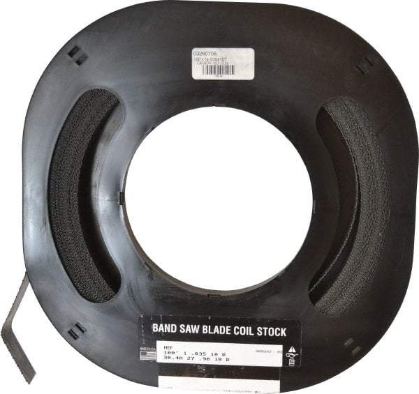 M.K. MORSE - 1" x 100' x 0.035" Carbon Steel Band Saw Blade Coil Stock - 10 TPI, Toothed Edge, Raker Set, Flexible Back, Constant Pitch, - USA Tool & Supply