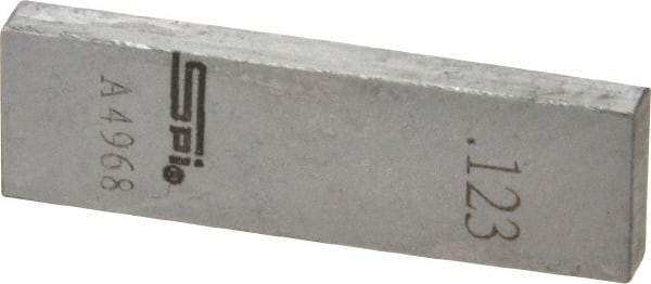 SPI - 0.123" Rectangular Steel Gage Block - Accuracy Grade 0, Includes NIST Traceability Certification - USA Tool & Supply