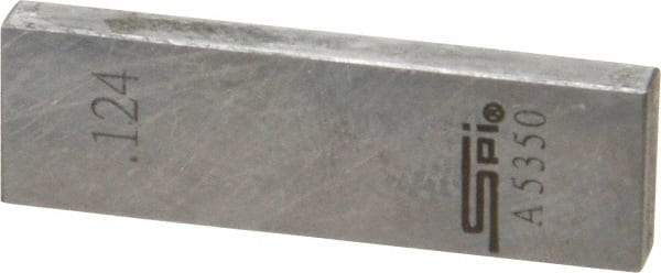 SPI - 0.124" Rectangular Steel Gage Block - Accuracy Grade 0, Includes NIST Traceability Certification - USA Tool & Supply