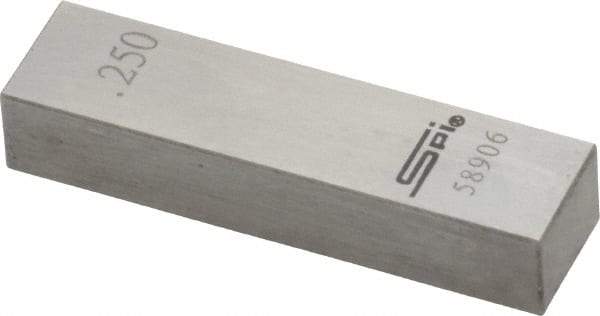 SPI - 0.25" Rectangular Steel Gage Block - Accuracy Grade 0, Includes NIST Traceability Certification - USA Tool & Supply