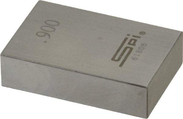 SPI - 0.9" Rectangular Steel Gage Block - Accuracy Grade 0, Includes NIST Traceability Certification - USA Tool & Supply