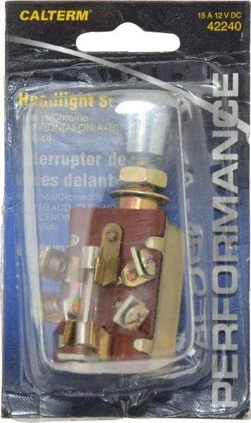 Gardner Bender - 3 Position, 12 Volt, 15 Amp, Fused Headlight Switch - Off-Park-Park & Headlights Sequence, 1 Switch, Gold/Silver - USA Tool & Supply