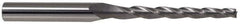 Accupro - 0.5° Taper Angle per Side, 3/16" Small End Diam, 1-1/4" LOC, Solid Carbide 3 Flute Tapered Ball End Mill - 3" OAL, 1/4" Shank Diam - USA Tool & Supply