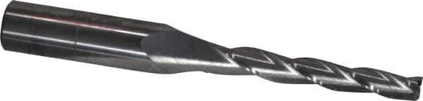 SGS - 1° Taper Angle per Side, 1/4" Small End Diam, 2" LOC, Solid Carbide 3 Flute Tapered Square End Mill - 4" OAL, 1/2" Shank Diam, Spiral Flute, 28° Helix - USA Tool & Supply