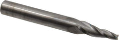 SGS - 7° Taper Angle per Side, 3/16" Small End Diam, 1-1/4" LOC, Solid Carbide 3 Flute Tapered Square End Mill - 4" OAL, 1/2" Shank Diam, Spiral Flute, 28° Helix - USA Tool & Supply